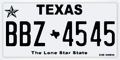 TX license plate BBZ4545