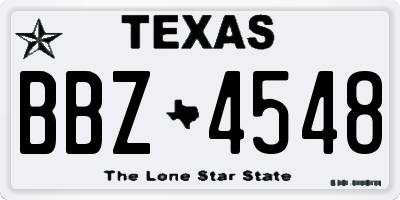 TX license plate BBZ4548