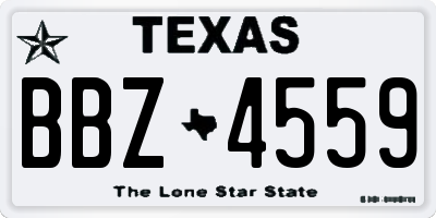 TX license plate BBZ4559