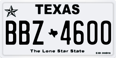 TX license plate BBZ4600