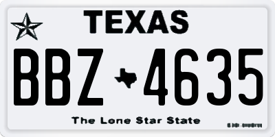 TX license plate BBZ4635