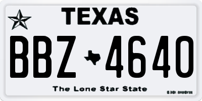 TX license plate BBZ4640