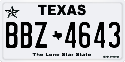 TX license plate BBZ4643