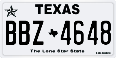 TX license plate BBZ4648