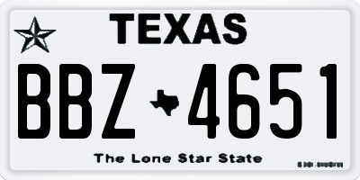 TX license plate BBZ4651