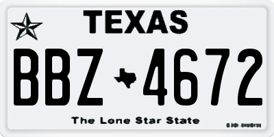 TX license plate BBZ4672