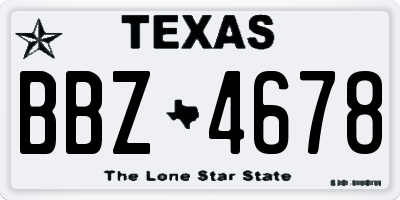 TX license plate BBZ4678