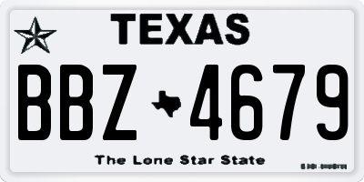 TX license plate BBZ4679