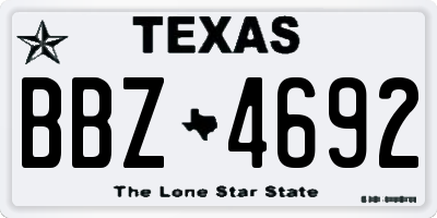 TX license plate BBZ4692