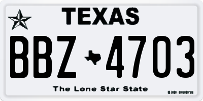 TX license plate BBZ4703