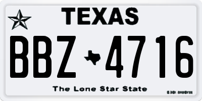 TX license plate BBZ4716