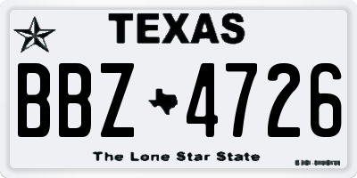 TX license plate BBZ4726