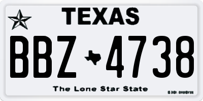 TX license plate BBZ4738