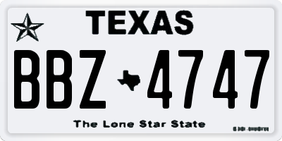 TX license plate BBZ4747