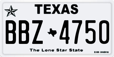 TX license plate BBZ4750