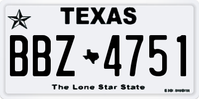 TX license plate BBZ4751