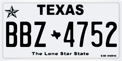 TX license plate BBZ4752