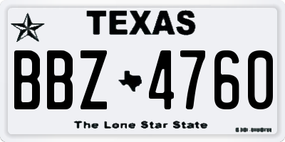 TX license plate BBZ4760