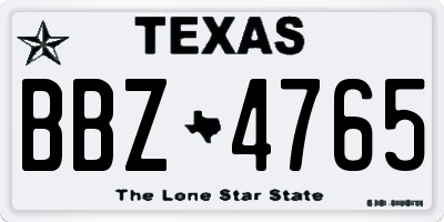 TX license plate BBZ4765