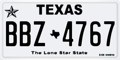 TX license plate BBZ4767