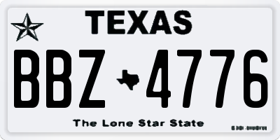 TX license plate BBZ4776