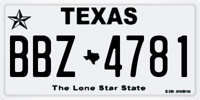 TX license plate BBZ4781