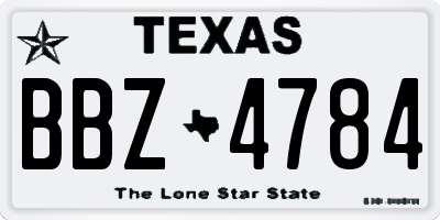 TX license plate BBZ4784