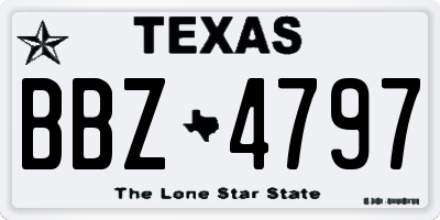 TX license plate BBZ4797