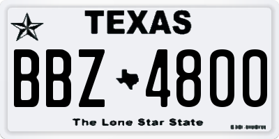 TX license plate BBZ4800