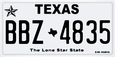 TX license plate BBZ4835