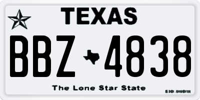TX license plate BBZ4838