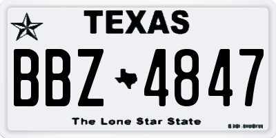 TX license plate BBZ4847