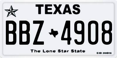 TX license plate BBZ4908