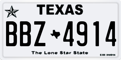TX license plate BBZ4914