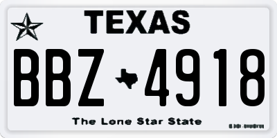 TX license plate BBZ4918