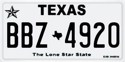 TX license plate BBZ4920