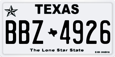 TX license plate BBZ4926