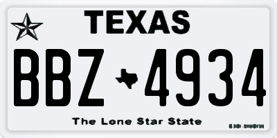 TX license plate BBZ4934