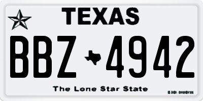 TX license plate BBZ4942