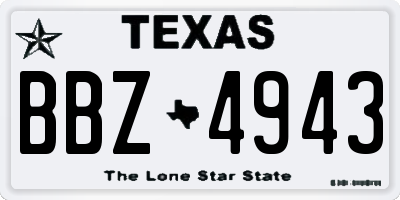 TX license plate BBZ4943
