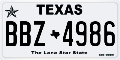 TX license plate BBZ4986