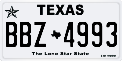 TX license plate BBZ4993