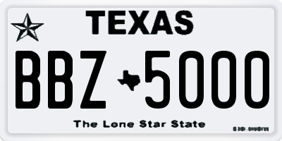 TX license plate BBZ5000