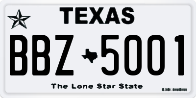 TX license plate BBZ5001