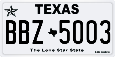 TX license plate BBZ5003