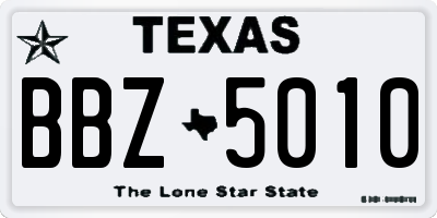 TX license plate BBZ5010