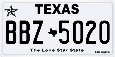 TX license plate BBZ5020