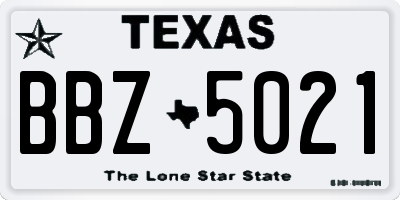 TX license plate BBZ5021