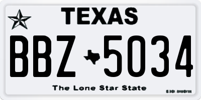TX license plate BBZ5034