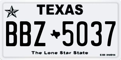 TX license plate BBZ5037